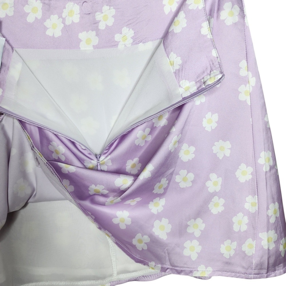 Princess Polly Silky Lilac Olton Floral Print Satin Mini Skirt Women Size 4 - Picture 5 of 8